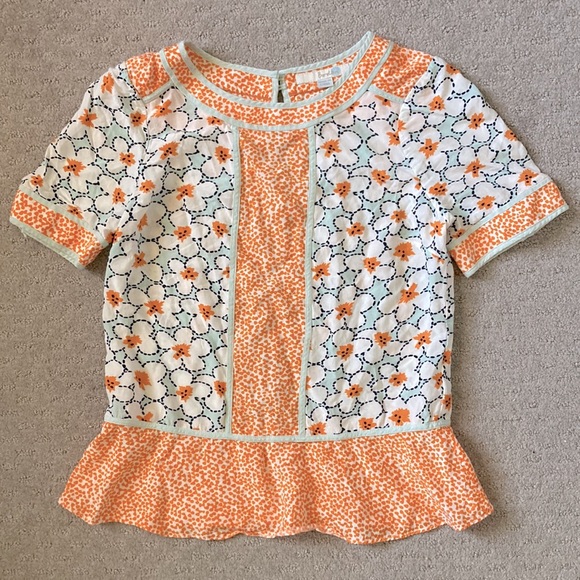 Boden Tops - BODEN orange floral peplum blouse, Sz US 2.